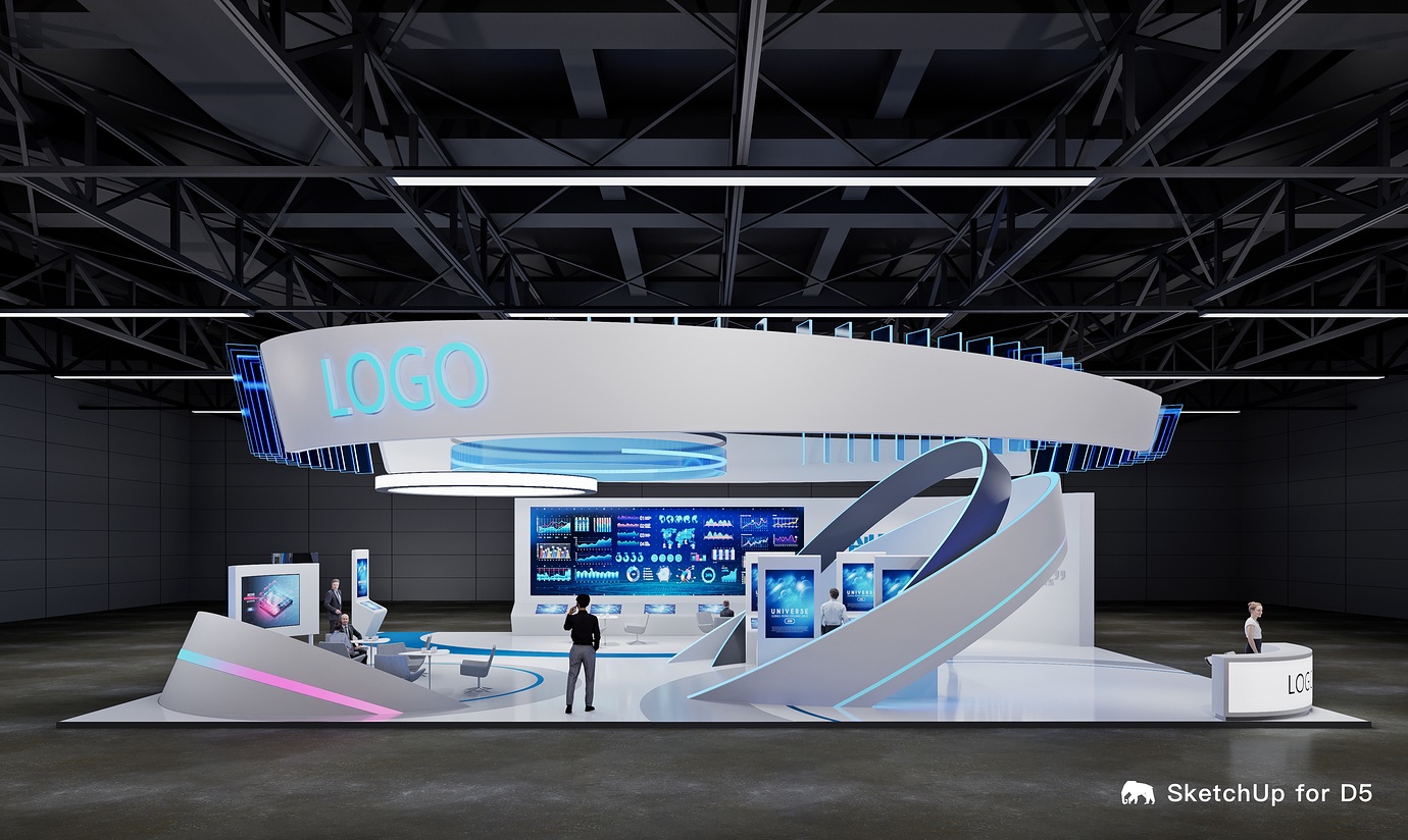 展览设计的展台渲染案例 - 作品画廊 - D5渲染器