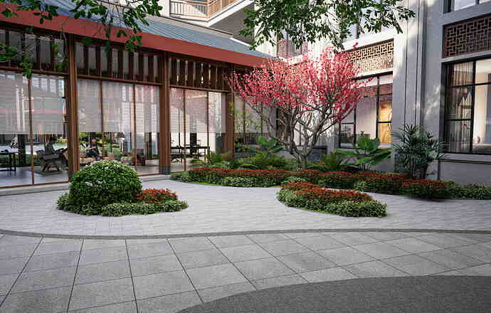 养老院内庭透视