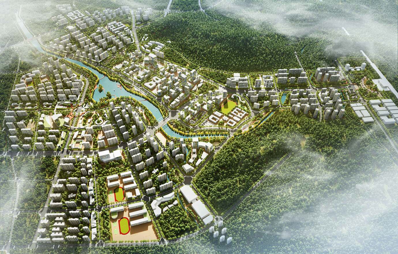 D5城市设计大鸟瞰首次尝试,全模渲染 - 作品画廊 - D5论坛